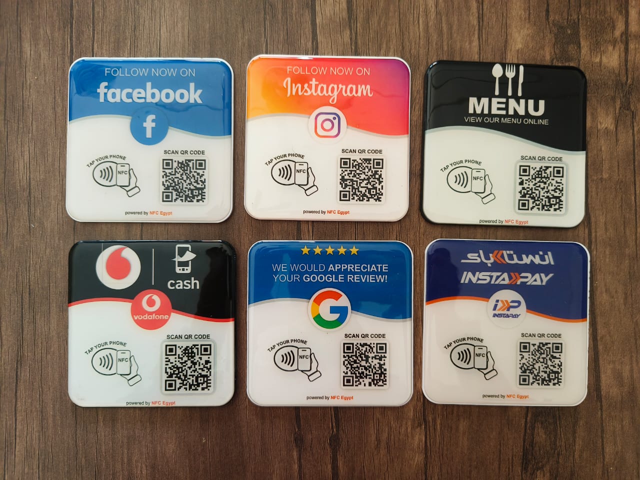 Coaster resin epoxy 10x10cm NFC + Qr Dynamic changeable