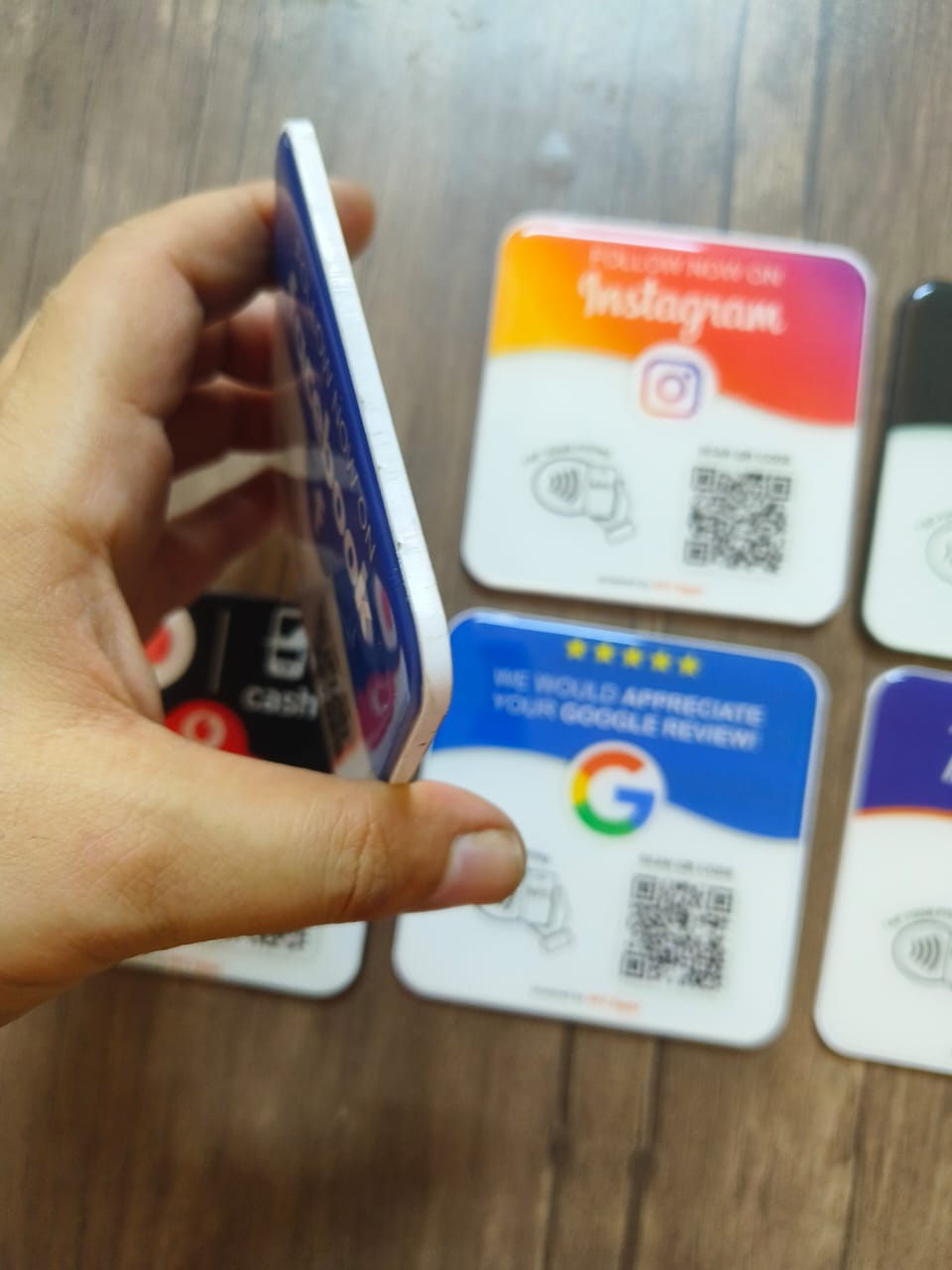 Coaster  resin epoxy 10x10cm NFC + Qr Dynamic changeable