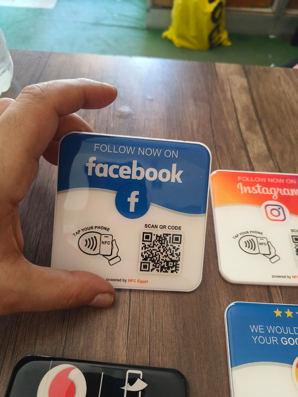 Coaster  resin epoxy 10x10cm NFC + Qr Dynamic changeable