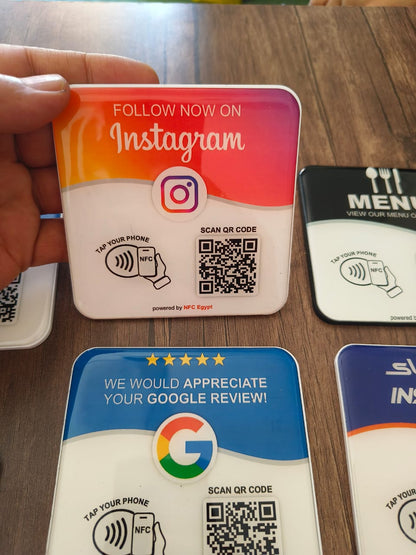 Coaster  resin epoxy 10x10cm NFC + Qr Dynamic changeable