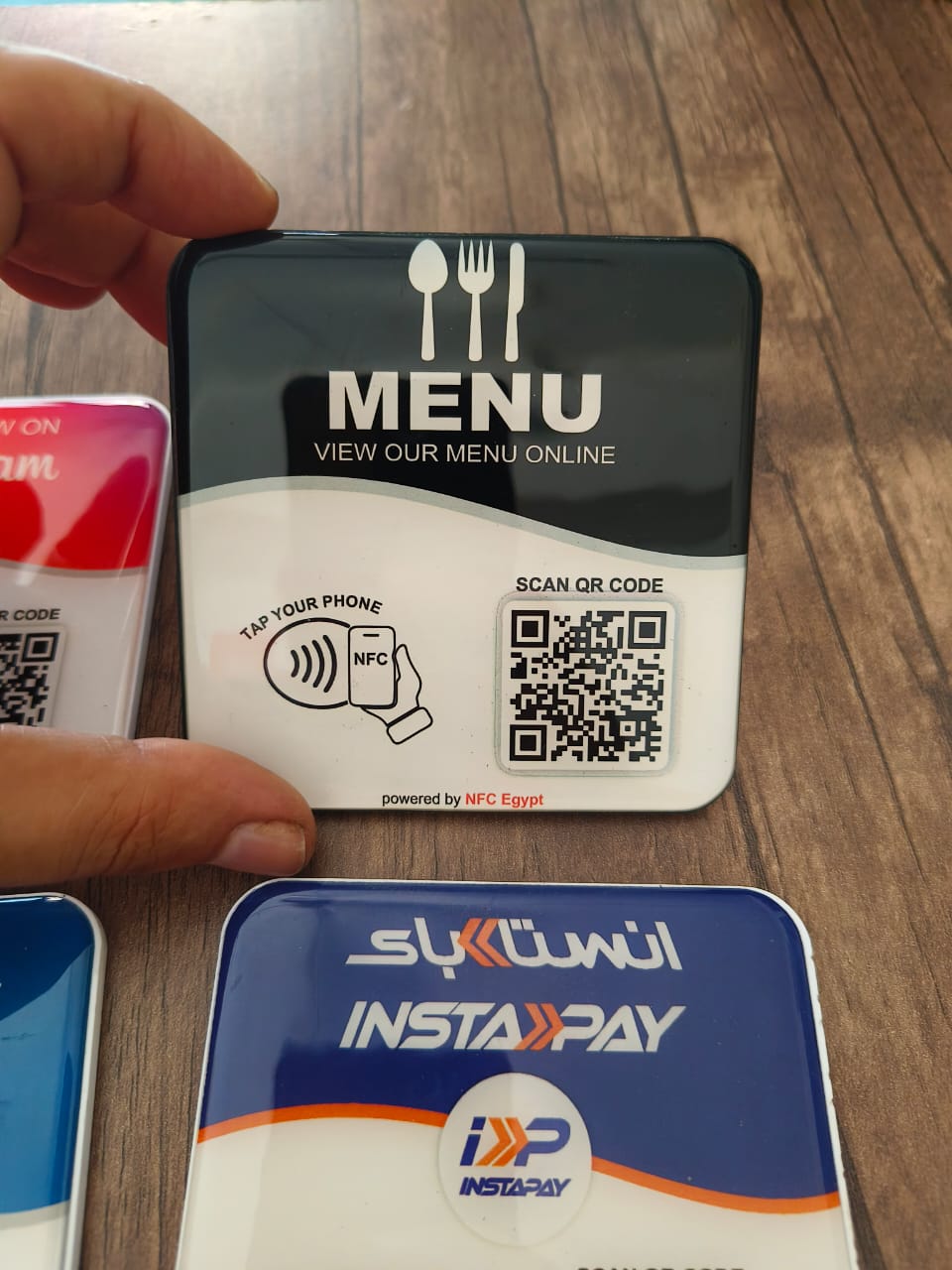 Coaster  resin epoxy 10x10cm NFC + Qr Dynamic changeable