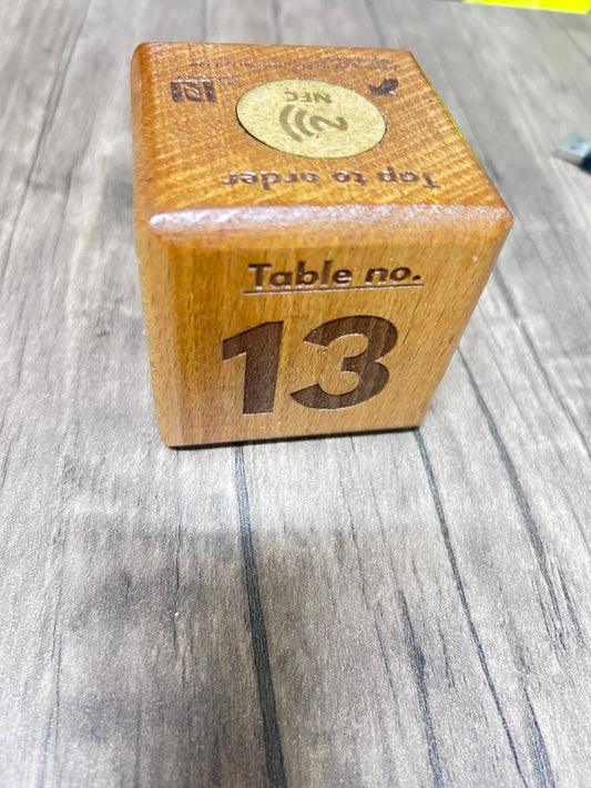 Printed Natural beech wood cube works with NFC