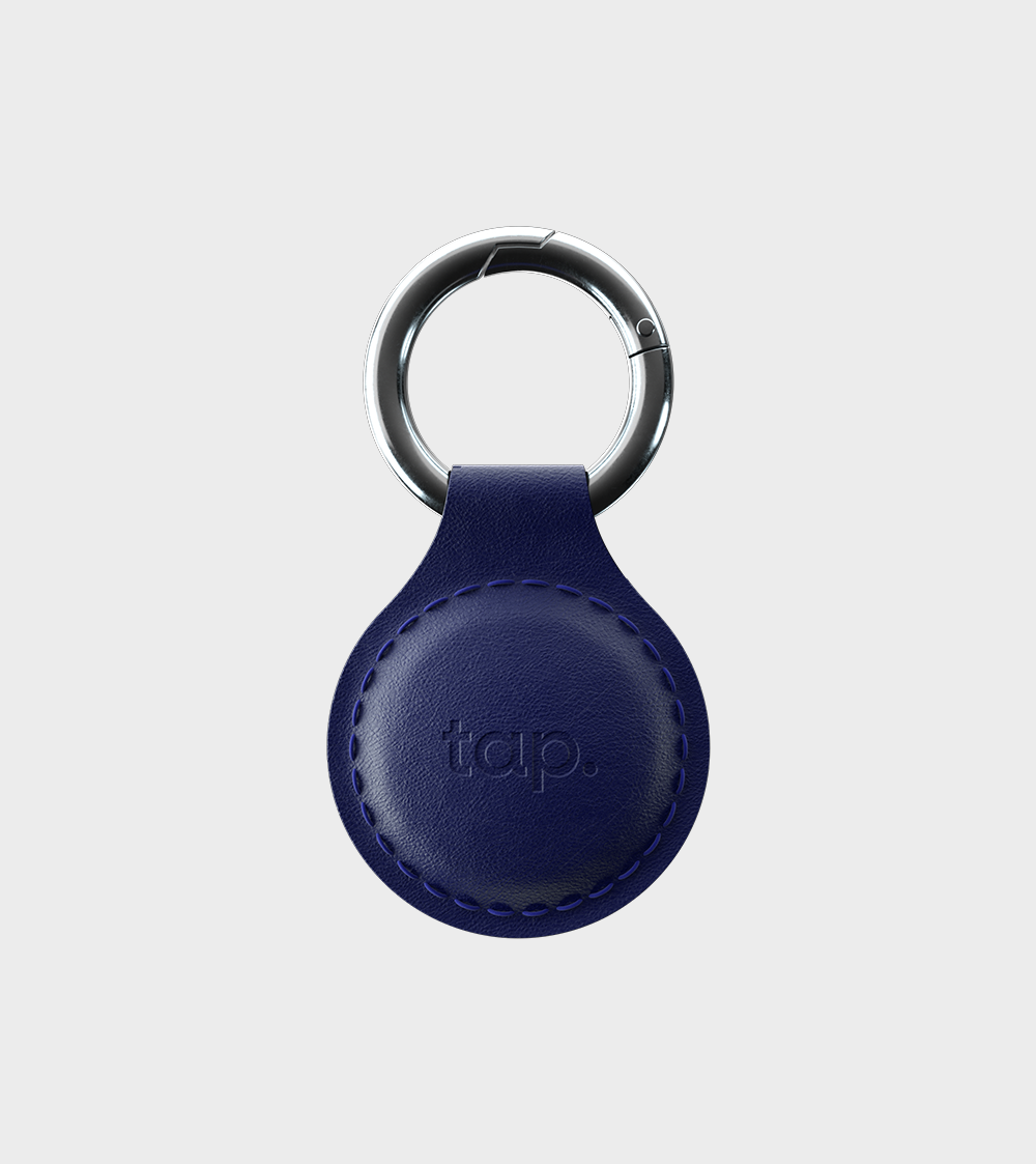 Tap NFC Keychain - Share Everything With A Tap - Handmade Natural Leather - Navy